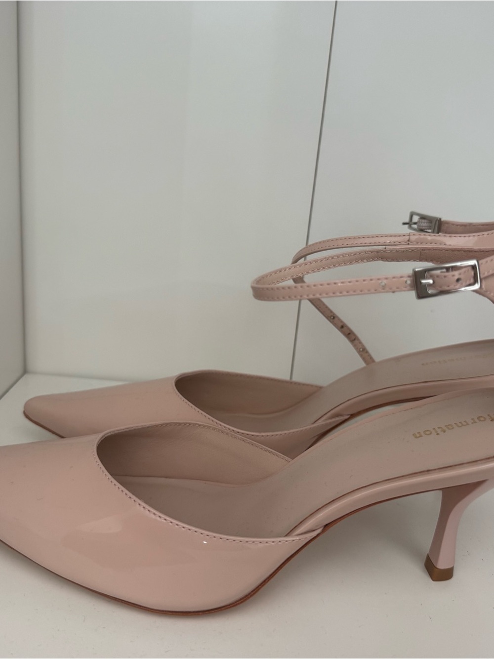 Reformation Pointed-Toe Ankle-Strap Heels in Blush Pink - Picture 2 of 4